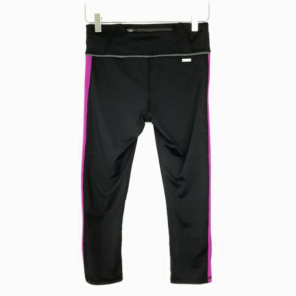 Alala Blocked Crop Tights S Mid Rise Fitted Stretch Running Black Magenta - Picture 3 of 7